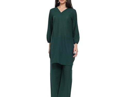DISOLVE Women Cotton Kurta Set for Women Summer Dress Kurta Palazzo Size XL (Green)