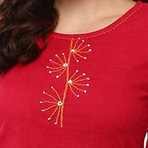 Yash Gallery Women's Cotton Slub Patch Work Regular Fit Straight Top For Women (237Yk345Pink_Pink_Xxx-Large) - Image 4