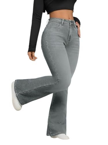 Ben Martin Women High Waist Grey Bootcut Flared Wide Leg Bell Bottom Jeans 30
