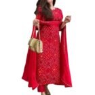ASSUME FAB Women Viscose Rayon Bandhani Print A-Line Maternity and Feeding Wear Kurta Pant Set with Dupatta Red