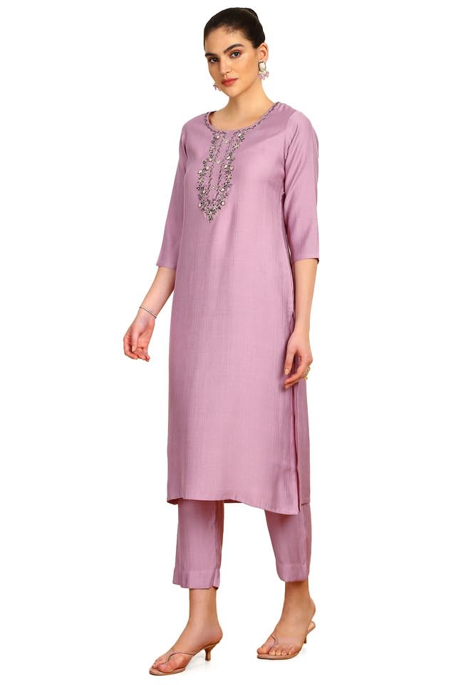 Soch Womens Onion Pink Viscose Blend Kurta Set with Cutdana - Image 6