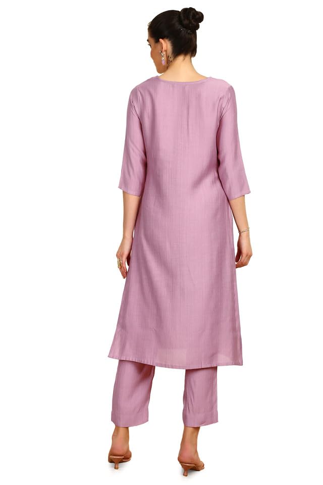 Soch Womens Onion Pink Viscose Blend Kurta Set with Cutdana - Image 5
