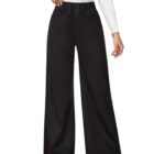 Women's High-Waisted Wide-Leg Jeans, Casual Denim Pants (in, Numeric, 30, Black)