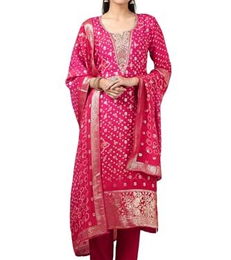 Soch Women's Organza Salwar Suit Set (EWS5CD21701_Fuchsia