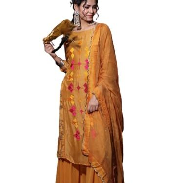 Trinjann Pure Cotton Kurta with Dupatta Mustard (TRJN028)