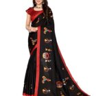 Yashika Women's Elegant Printed Art Silk Saree with Matching Blouse Material-Perfect for Festive Special Occasions, Exquisite Design and Vibrant Colors (AZ-YS-P1-DHOLKI-Parent_Black)