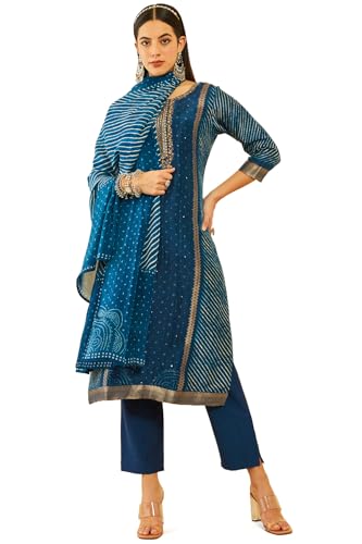Soch Women's Brocade Chudidar Set (EWS4CD20397B_Blue_S) - Image 8