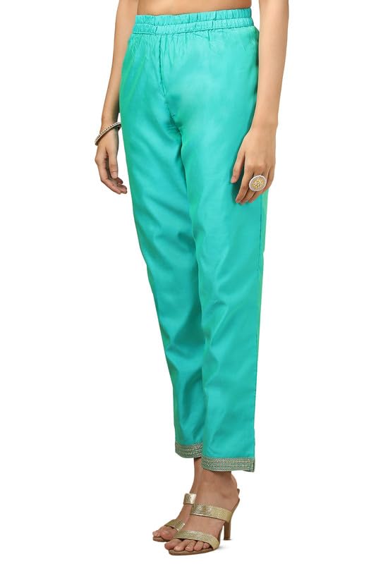 Soch Womens Turquoise Blue Chanderi Embellished Suit Set With Sequins - Image 5