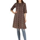 Topyarn Women's Cotton Printed Aline Dress Kurta (Paan, 3XL)