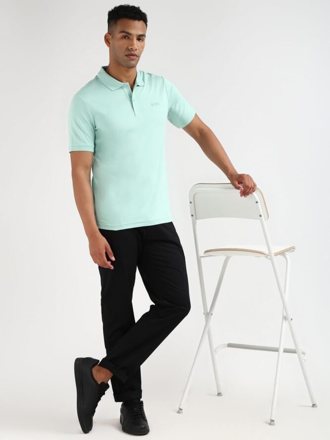 Calvin Klein Men Green Solid Polo Collar Short Sleeves T-Shirt - Image 5