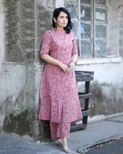 ANNI DESIGNER Women's Rayon Blend Straight Printed Kurta with Pant (Kasit Pink_M_Pink_Medium) - Image 6