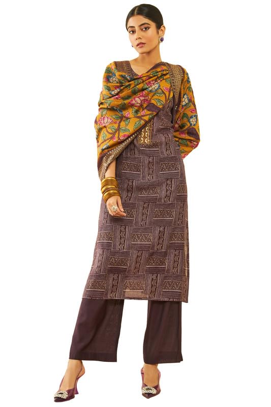 Soch Womens Purple Muslin Abstract Print Suit Set with Floral Print Dupatta(ETL-EWA3CD20253A) - Image 8