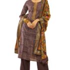 Soch Womens Purple Muslin Abstract Print Suit Set with Floral Print Dupatta(ETL-EWA3CD20253A)