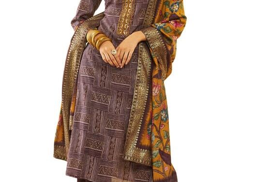 Soch Womens Purple Muslin Abstract Print Suit Set with Floral Print Dupatta(ETL-EWA3CD20253A)