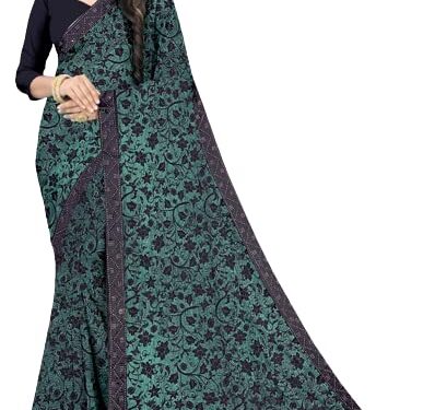 Mallika Bihari Soft FDY Material Saree with Blouse for women (GREEN)
