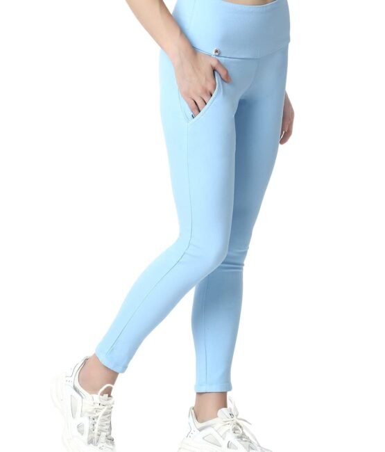 3 Butterflies!!! Skinny Fit Stretchable High Waist Ankle Length Jeggings for Women(POHEL-34_Sky Blue_34)