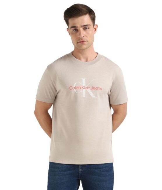 Calvin Klein Men Beige T Shirt