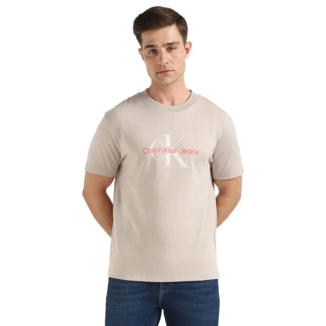 Calvin Klein Men Beige T Shirt