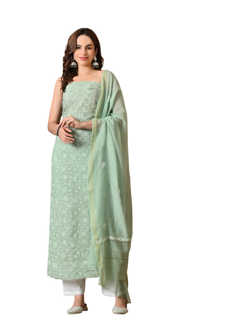 THE WEAVERS SHOP BY RAAVI Chanderi Kurta Dupatta Unstitched Suit Set