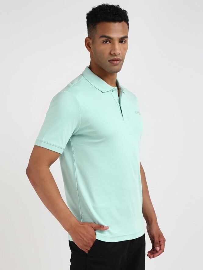 Calvin Klein Men Green Solid Polo Collar Short Sleeves T-Shirt - Image 4