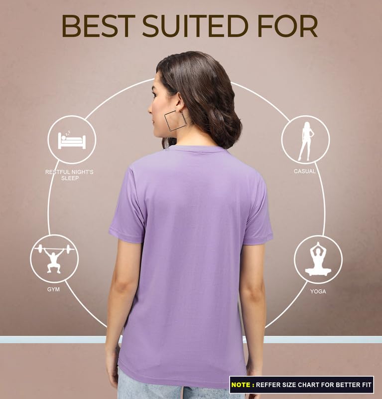 Sleepynuts Cotton Half Sleeve Round Neck Tshirt for Women Pack of 4 Loose Fit Solid T-Shirts Combo (Sky Blue,Periwinkle,Winslow,Light Pink - Small) - Image 5