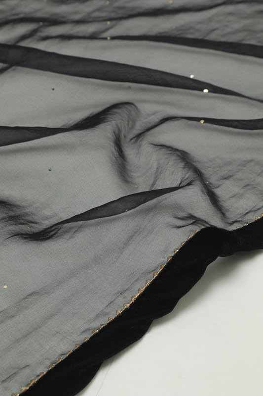 Soch Womens Turquoise Blue Chanderi Embellished Suit Set With Sequins - Image 3