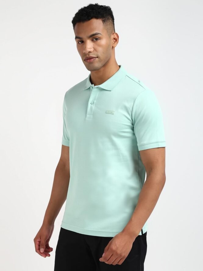 Calvin Klein Men Green Solid Polo Collar Short Sleeves T-Shirt - Image 8