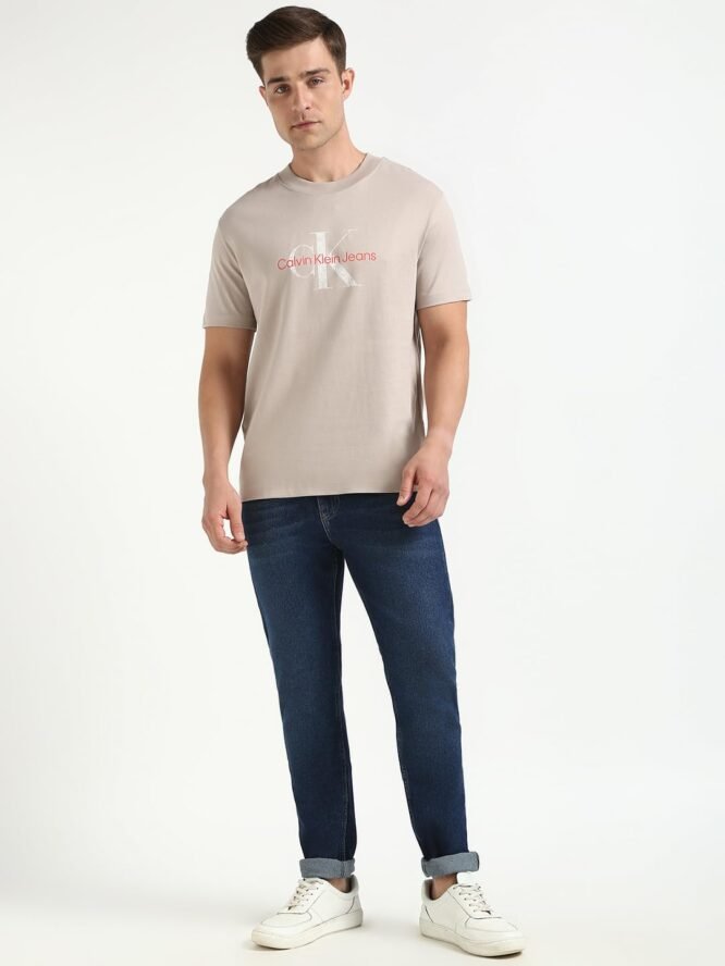 Calvin Klein Men Beige T Shirt - Image 3