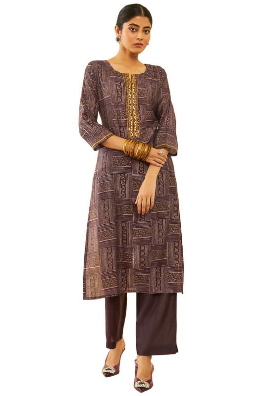 Soch Womens Purple Muslin Abstract Print Suit Set with Floral Print Dupatta(ETL-EWA3CD20253A) - Image 4