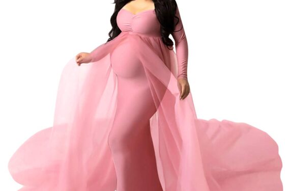 IDOPIP Women's Maxi Wedding Dress (_Pink_XL)