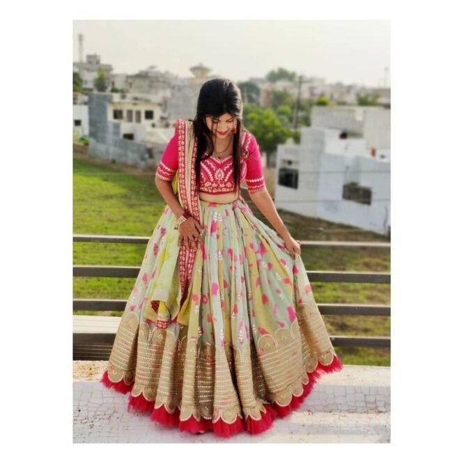 IYALAFAB Women's American silk Semi Stitched Lehenga Choli In Multicolour Colour Lehenga Choli ForWomen-SF108241 - Image 6