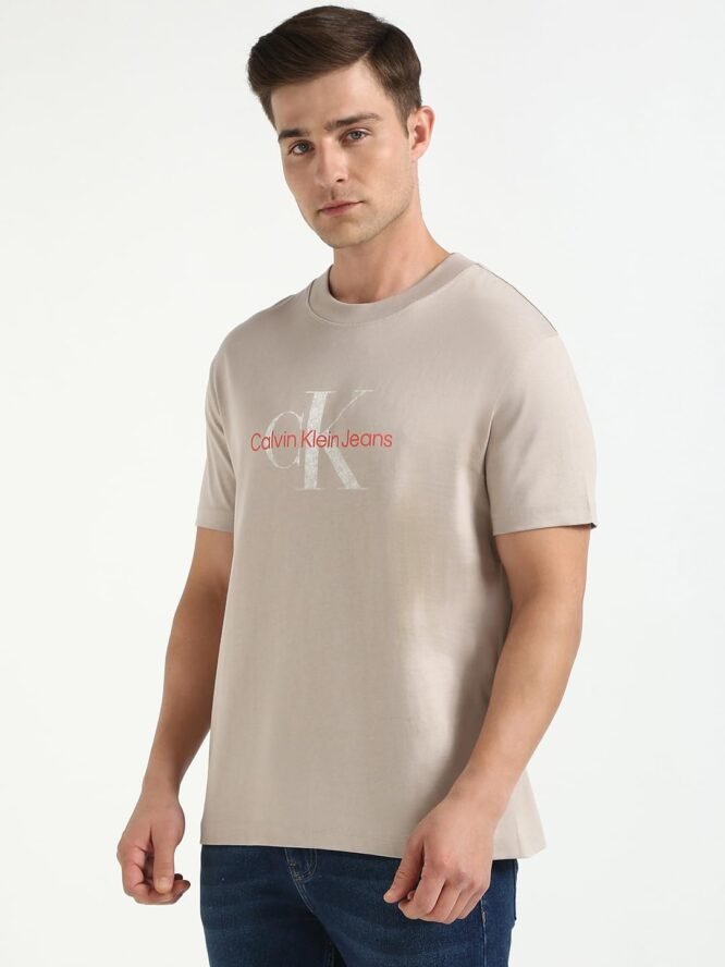Calvin Klein Men Beige T Shirt - Image 5