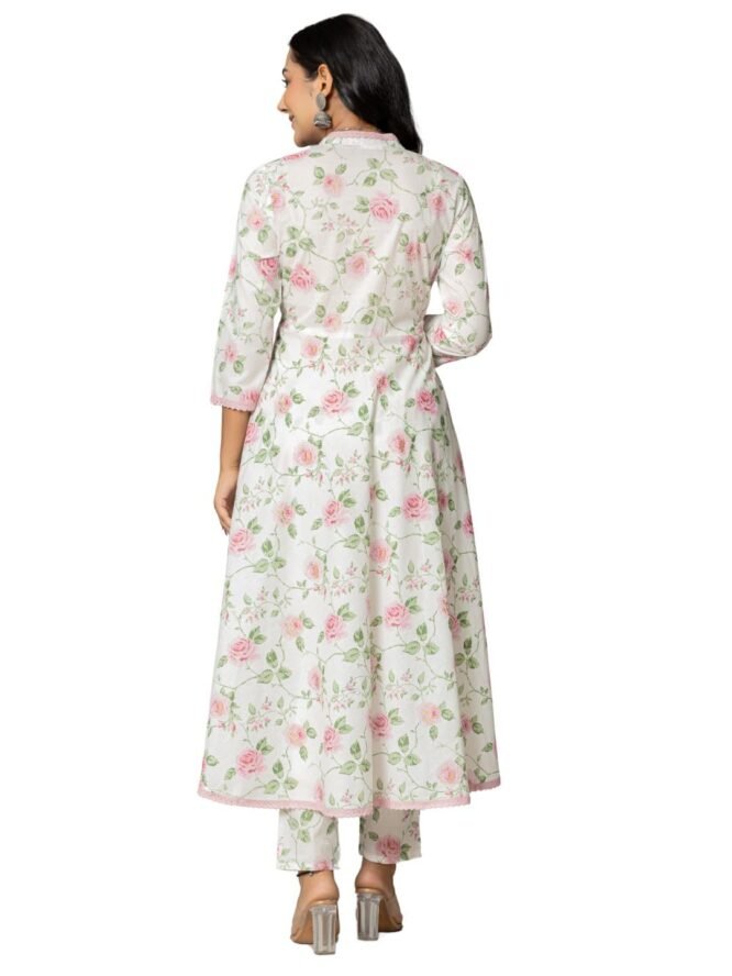 Amayra Women's Cotton Printed Anarkali Kurta with Palazzo Pants and Dupatta(TCK571,Pink,XL) - Image 7