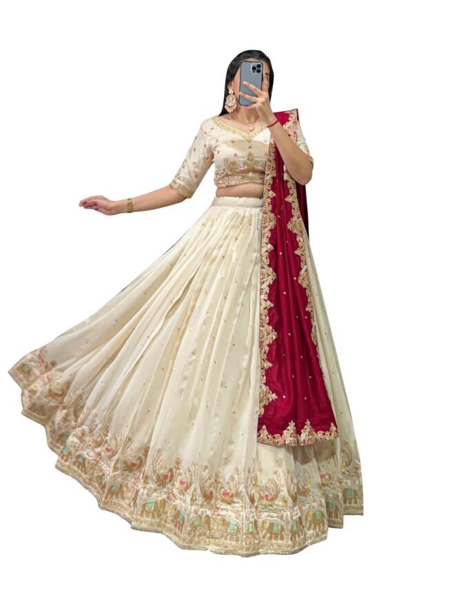 Zivri Trends Women's Art Silk Embroidery Lehenga Choli with Dupatta | Bridal Stylish Wedding Lehenga Choli for women - Image 6