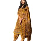 KLOSIA Women Printed Kurta and Pant Set with Dupatta (XX-Large) Mustard Yellow