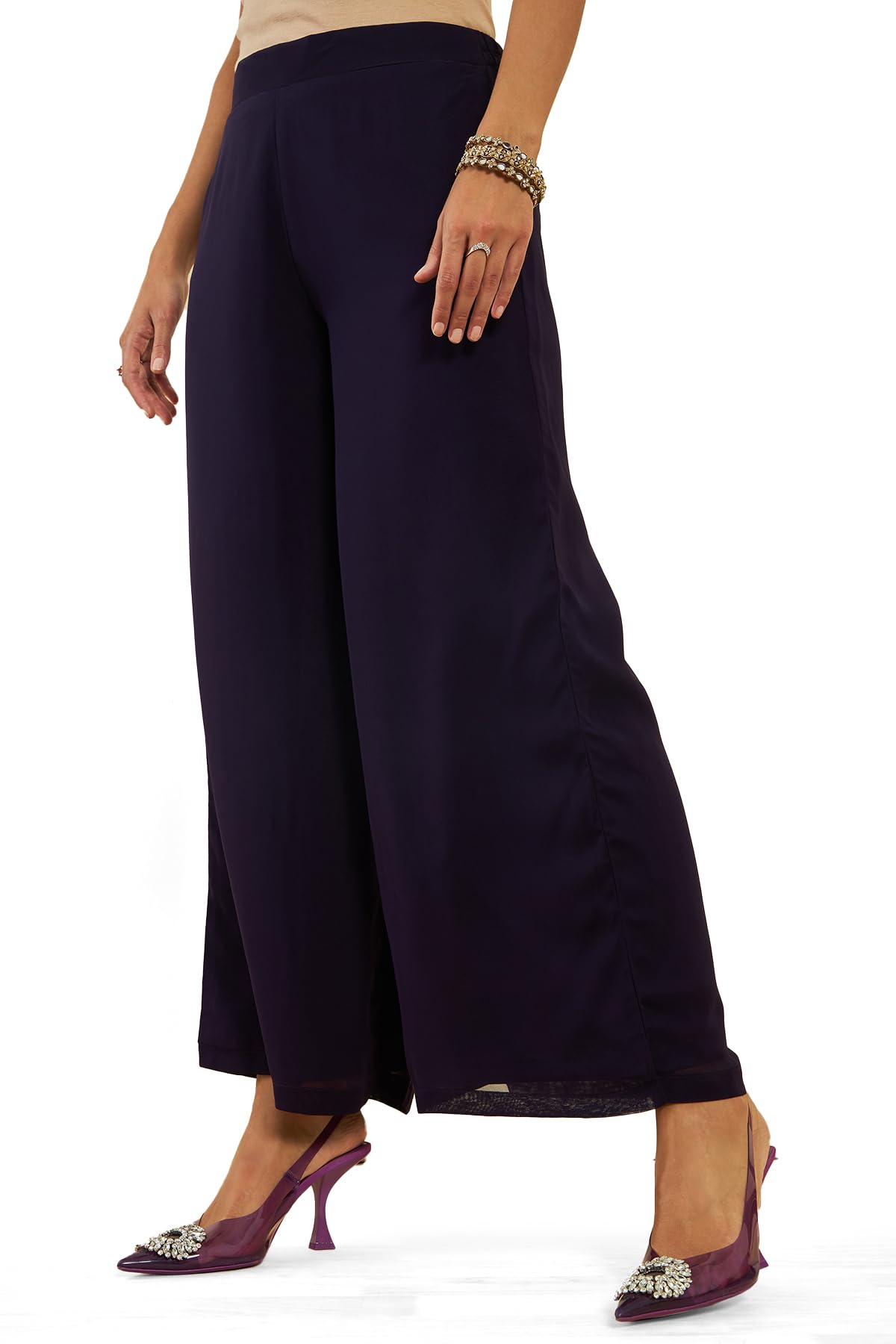 Soch Womens Wine Georgette Suit Set With Embroidery And Sequins - Image 4