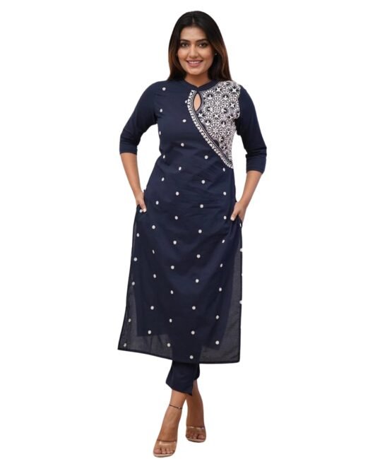 FABNEX kurta set for women | women embroidered kurta set | Women Kurta Sets Kurtis | Women Kurta Pant Set (K-34-38) (2XL, Blue)