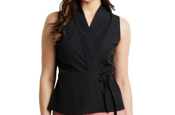 Symbol Premium Women's Polyester Regular Fit Blouse (Sbp-Ss24-Wtop-205_Black L)