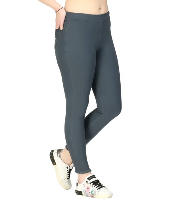 ZXN Clothing Women's Regular Fit Cotton Mid Rise Jeggings (DJ-01-GRY-28_Grey_28)