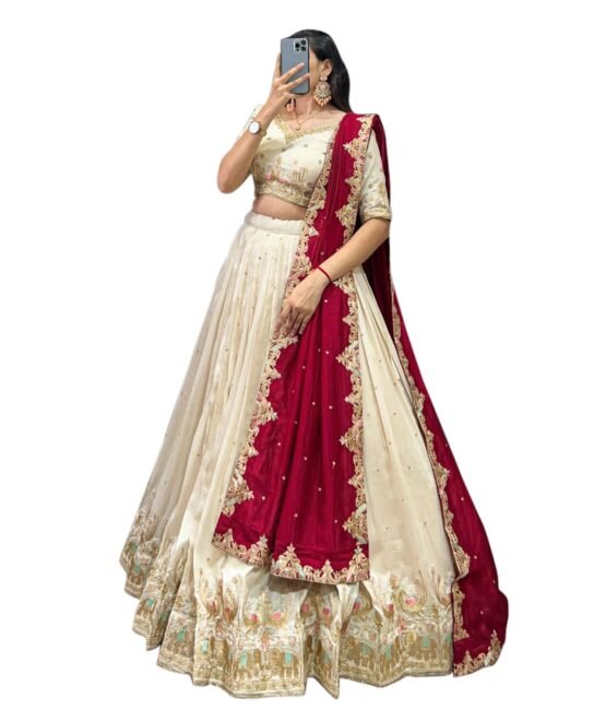 Zivri Trends Women's Art Silk Embroidery Lehenga Choli with Dupatta | Bridal Stylish Wedding Lehenga Choli for women