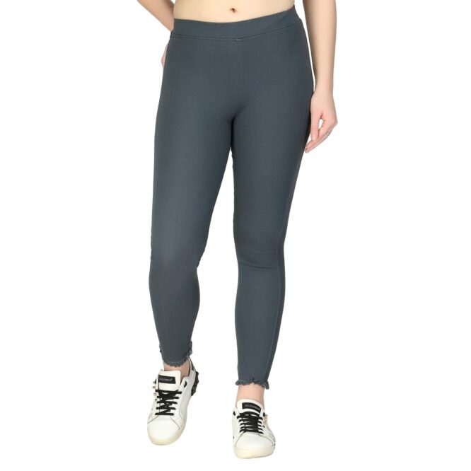 ZXN Clothing Women's Regular Fit Cotton Mid Rise Jeggings (DJ-01-GRY-28_Grey_28) - Image 6