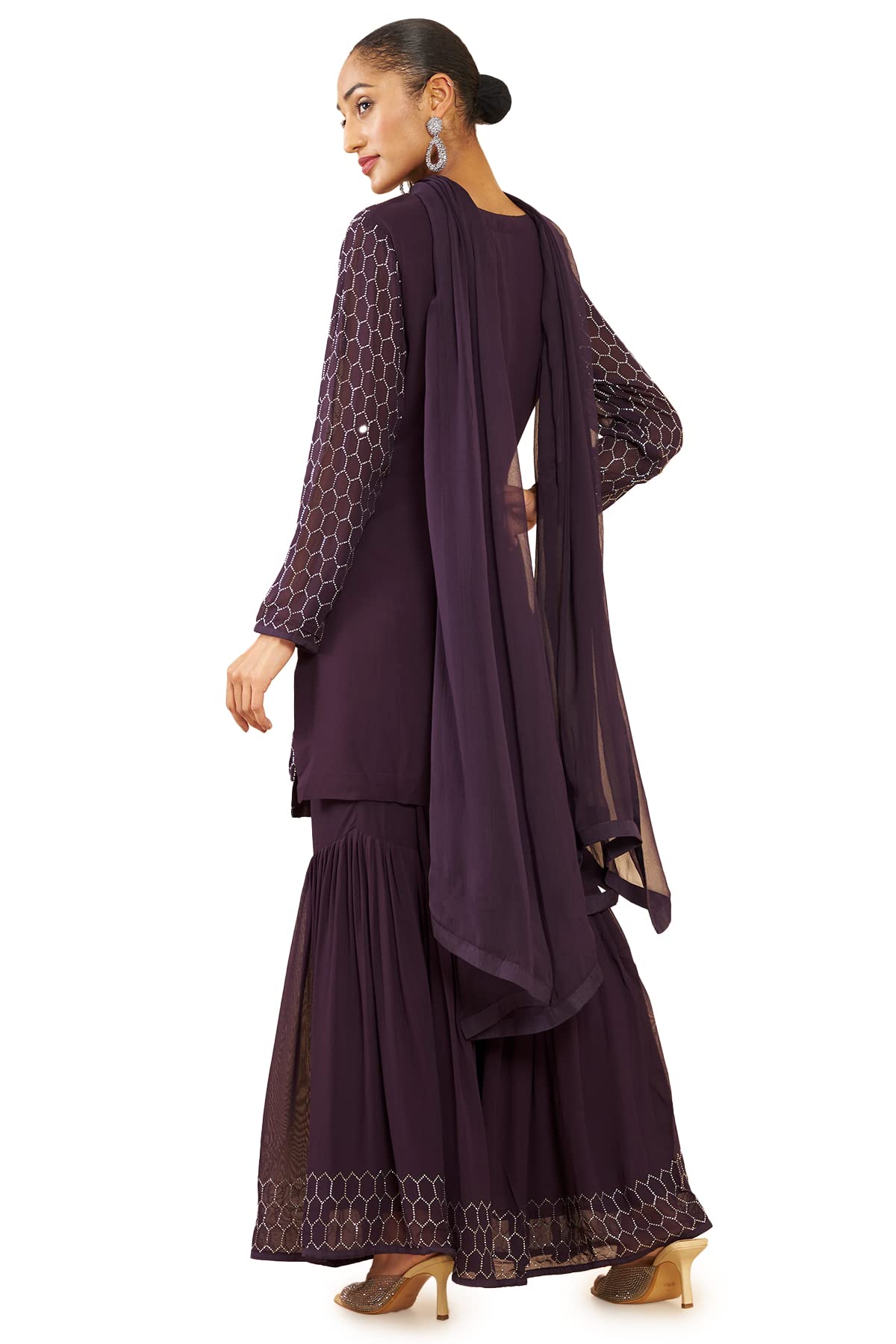 Soch Women Purple Georgette Floral Suit Set - Image 6