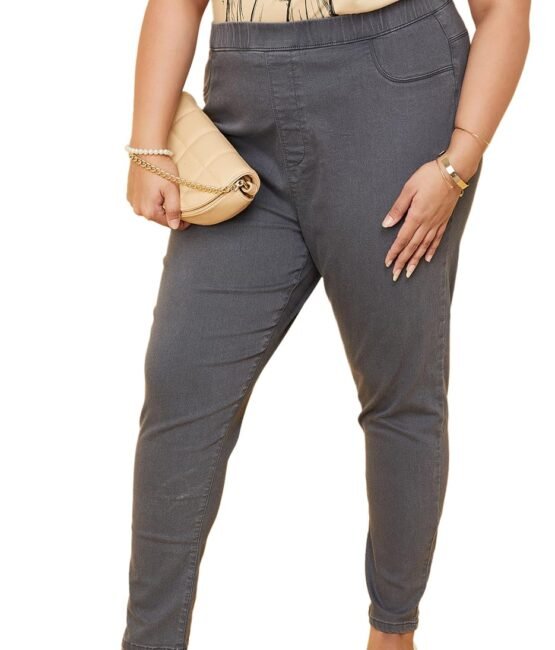 Max Women Plus Size Solid Elasticated Regular Mid Rise Jeggings (NELSONLGEW3DP_Grey)