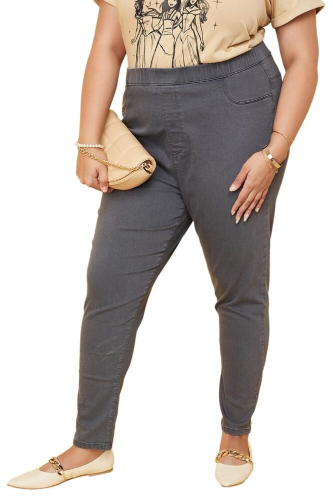 Max Women Plus Size Solid Elasticated Regular Mid Rise Jeggings (NELSONLGEW3DP_Grey)