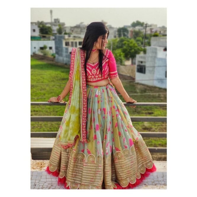 IYALAFAB Women's American silk Semi Stitched Lehenga Choli In Multicolour Colour Lehenga Choli ForWomen-SF108241 - Image 3