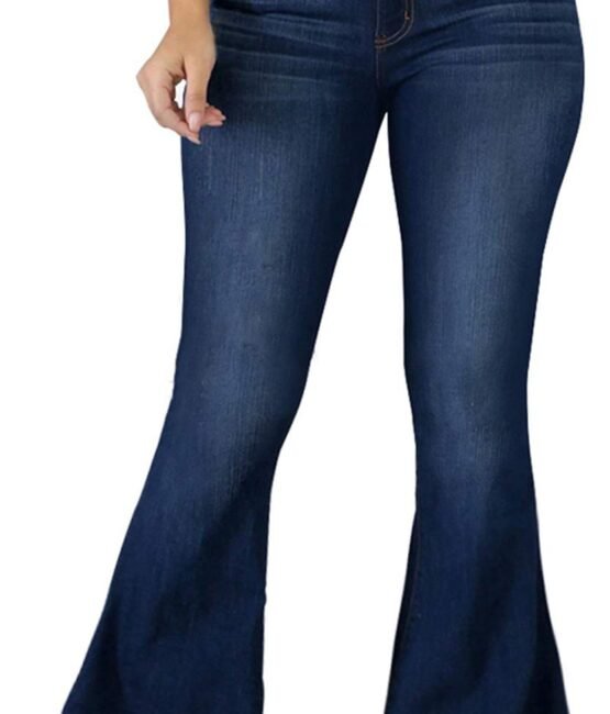 Bell Bottom Jeans for Women Ripped High Waisted Classic Flared Pants, 01blue2402-1, XX-Large
