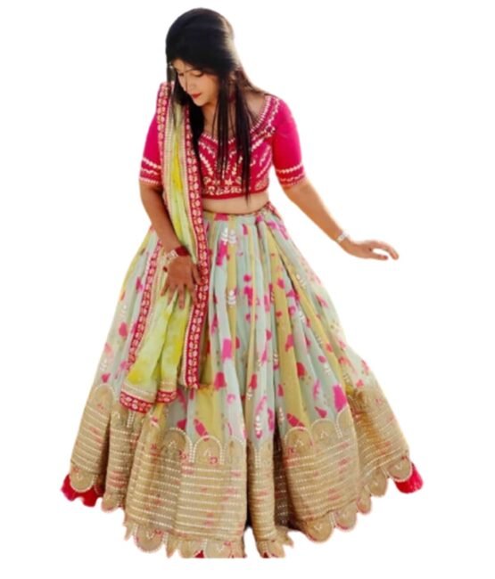 IYALAFAB Women's American silk Semi Stitched Lehenga Choli In Multicolour Colour Lehenga Choli ForWomen-SF108241