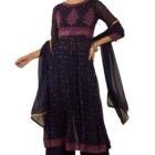 Soch Womens Wine Georgette Suit Set With Embroidery And Sequins