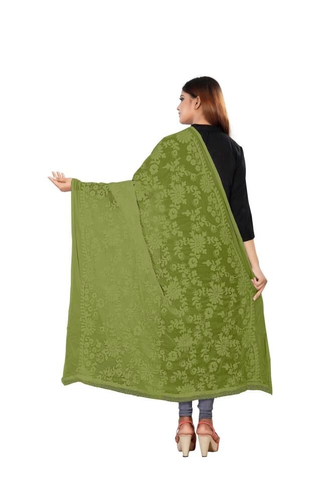 AvniNAnvi Women's Synthetic Nazmeen with Embroidery Full Work Ethnic Dupattas (Green, Free Size) - Image 3