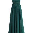 YiZYiF Women's Strapless Chiffon Bridesmaid Dress Long Prom Evening Gown Dark Green 4